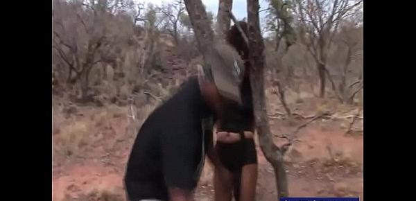  black saggy tits babe punished at the safari trip  - slutswithcams.com